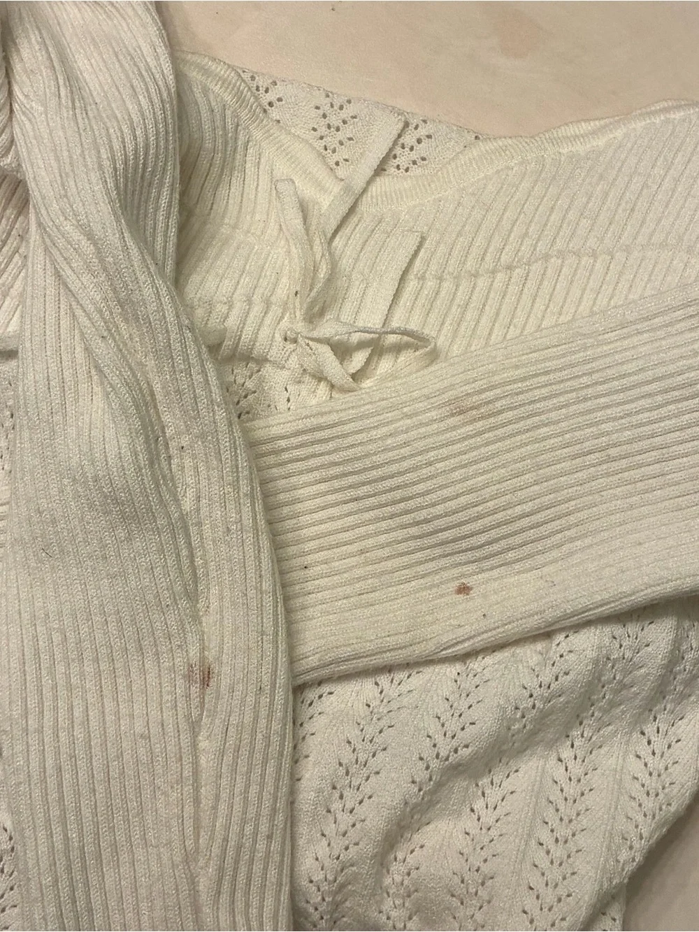 Wilfred Cream Eyelet Knit Long Sleeve Crop - Picture 5 of 5